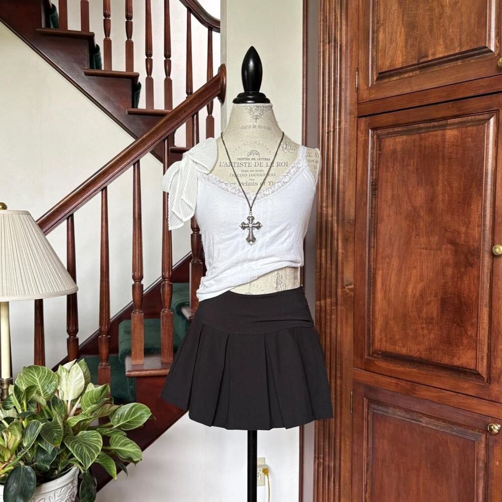 Harper Ivy Black Micro Mini Skort Skirt Pleated NWOT Cute Goth Emo
